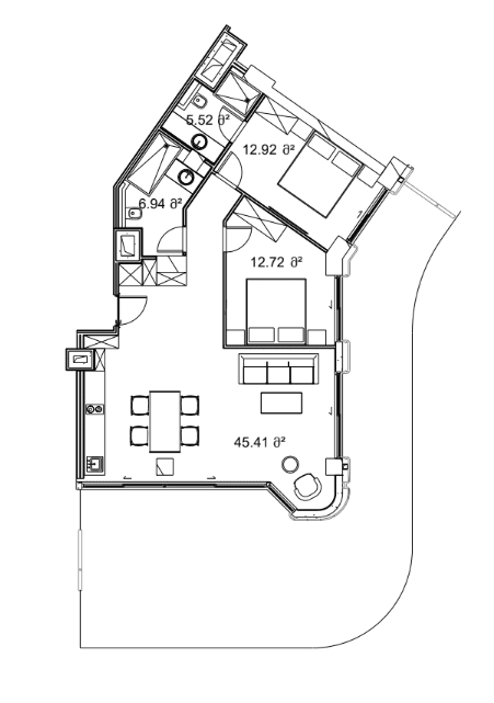 2-комнатная квартира, 147.9 м², 8 этаж в ЖК "Next Collection"