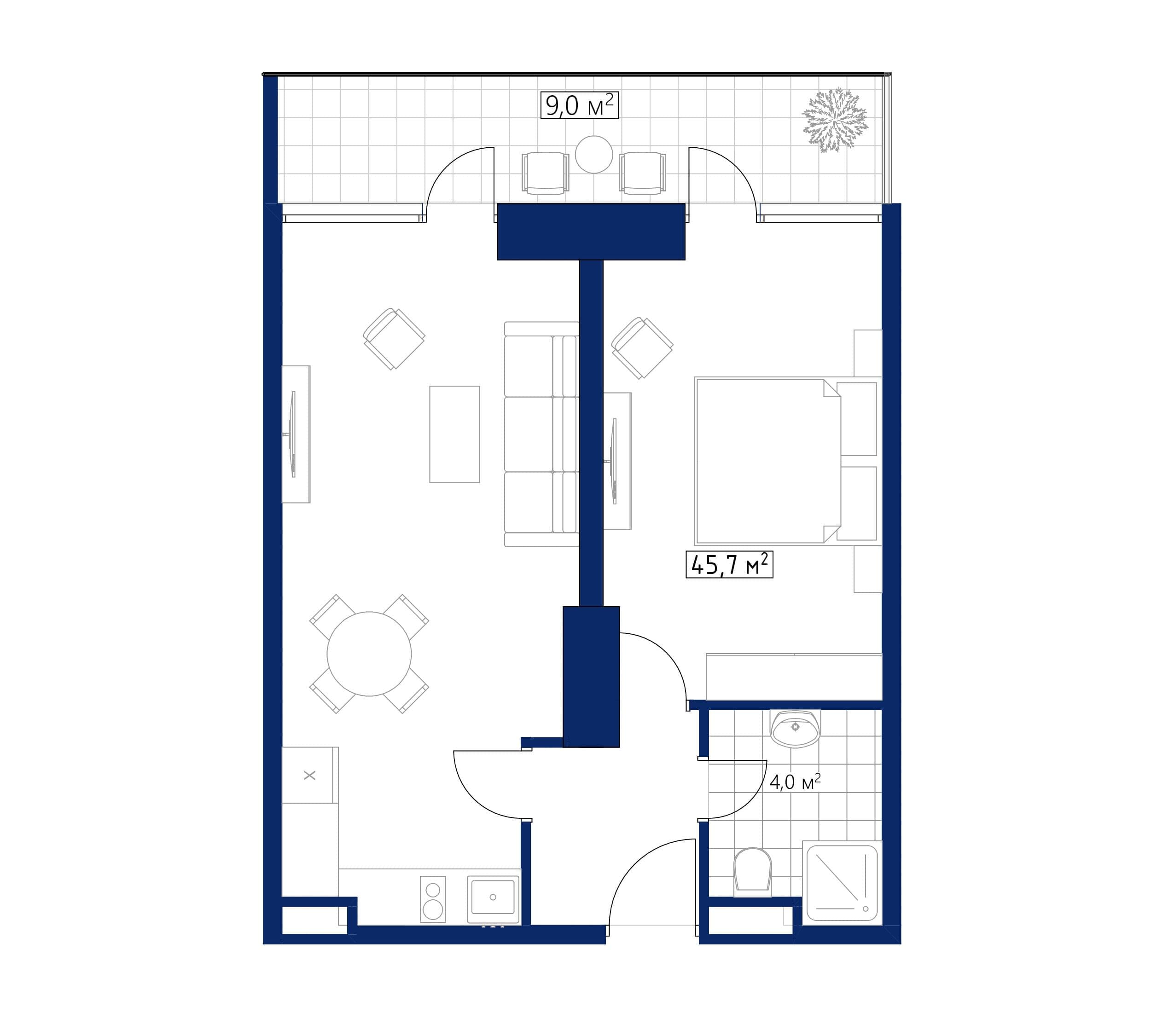 1-bedroom apartment, 54.7 m², 39 floor in "Calligraphy Towers"