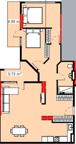 2-bedroom apartment, 89.73 m², 21 floor in "Lemon Garden"