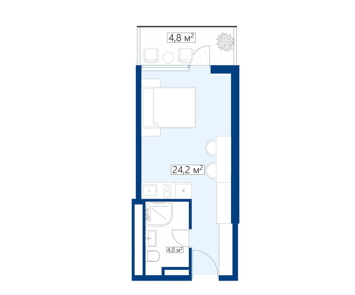 studio, 29 m², 33 floor, Calligraphy Towers in Batumi