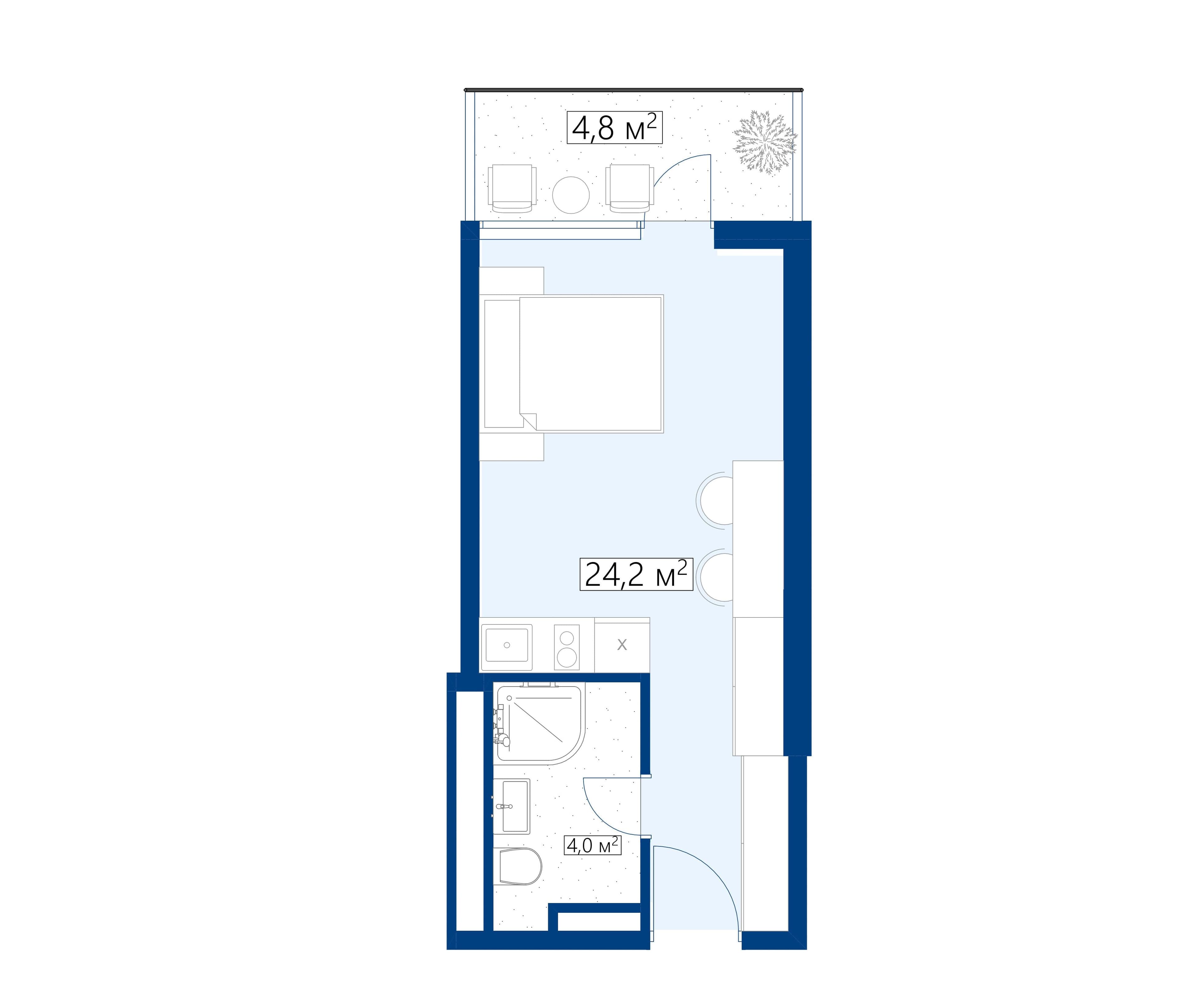 studio, 29 m², 33 floor in "Calligraphy Towers"