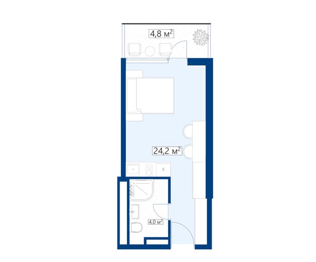 studio, 29 m², 33 floor in "Calligraphy Towers"