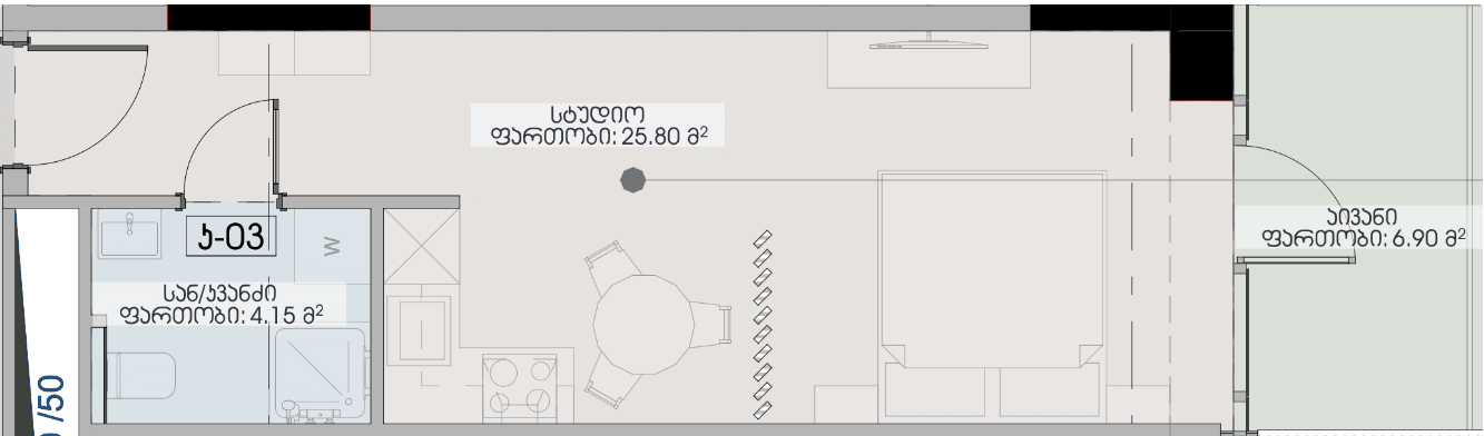Студия, 36.85 м², 11 этаж в ЖК "Geuz Towers"