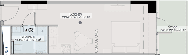 studio, 36.85 m², 11 floor in "Geuz Towers"
