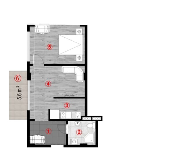 1-комнатная квартира, 48.5 м², 7 этаж в ЖК "Green Cape"