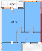 1-bedroom apartment, 66.2 m², 12 floor in "Modern Residence"