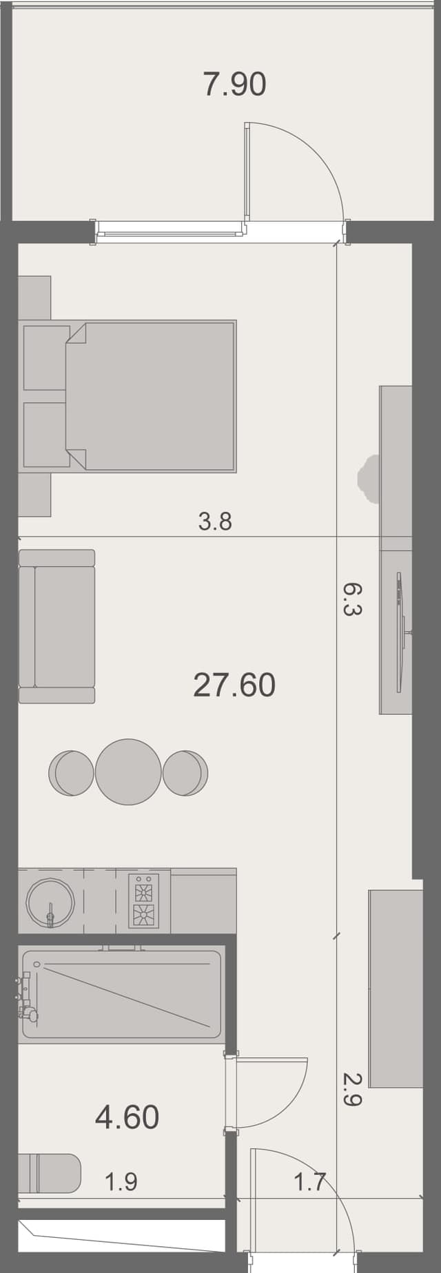 , 40.1 מ״ר, קומה 12 בStay & Rent