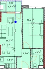 1-bedroom apartment, 51.5 m², 26 floor, OKTO Art House in Batumi