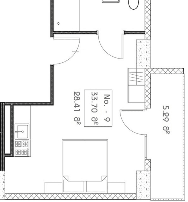 studio, 33.7 m², 10 floor in "Mardi Aquapark Wellness Resort"