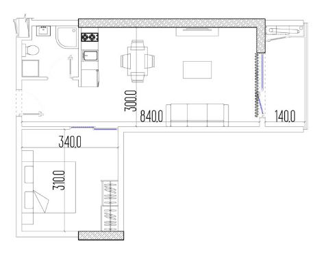 2-bedroom apartment, 40 m², 10 floor, Intourist Residence in Batumi