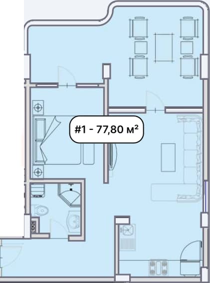 2-комнатная квартира, 77.8 м², 2 этаж в ЖК "Elite Family Residence"