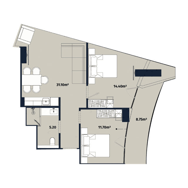 2-комнатная квартира, 71.15 м², 45 этаж в ЖК "Alliance Centropolis"