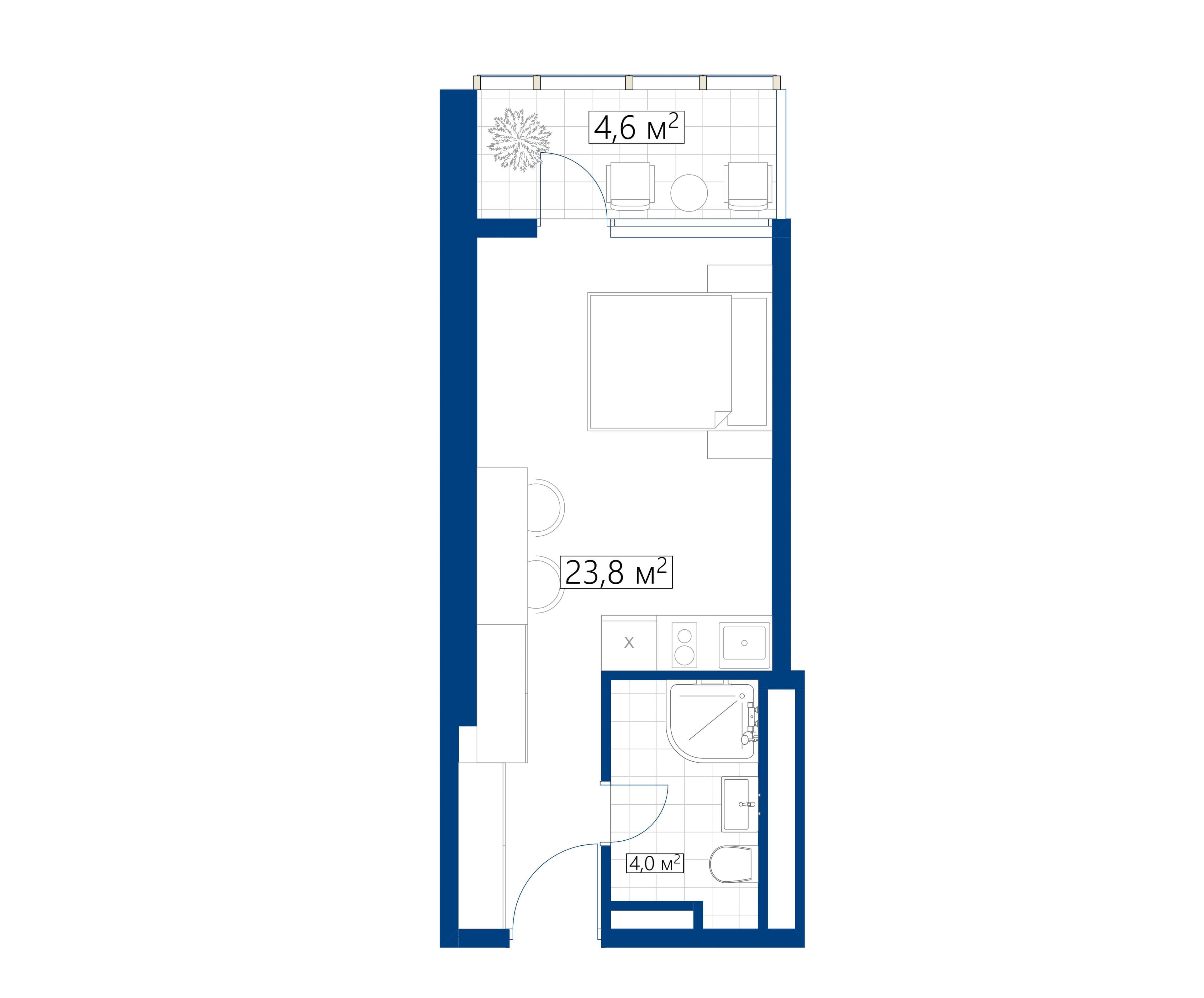 studio, 28.4 m², 35 floor in "Calligraphy Towers"