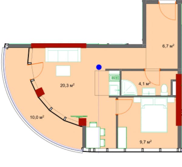 2-комнатная квартира, 55 м², 17 этаж в ЖК "Kolos"