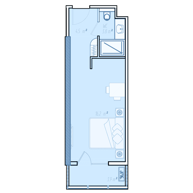 1-bedroom apartment, 50 m², 34 floor in "BlueSky Tower"
