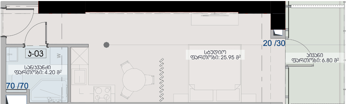 Студия, 36.95 м², 22 этаж в ЖК "Geuz Towers"