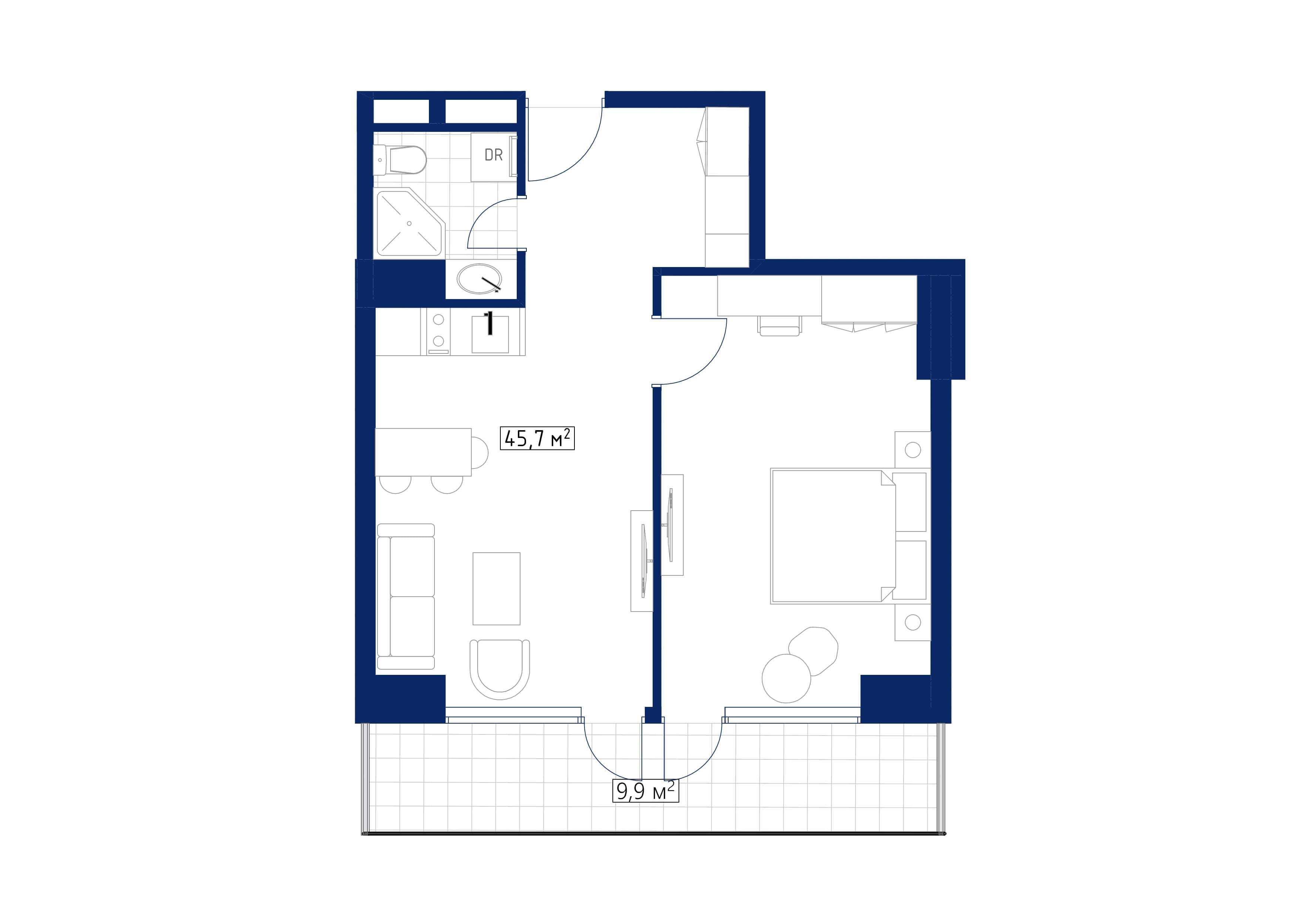 1-bedroom apartment, 56.2 m², 32 floor in "Calligraphy Towers"