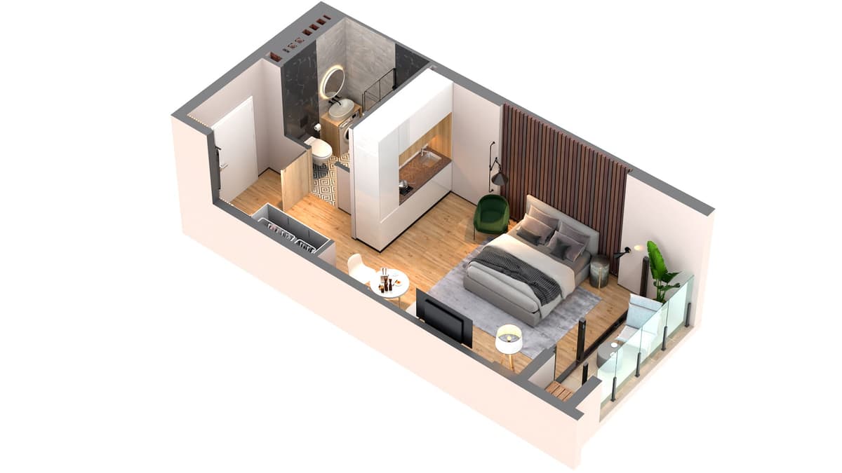 Студия, 32.9 м², 26 этаж в ЖК "One"