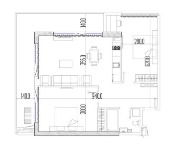 3-bedroom apartment, 83.3 m², 18 floor in "Intourist Residence"