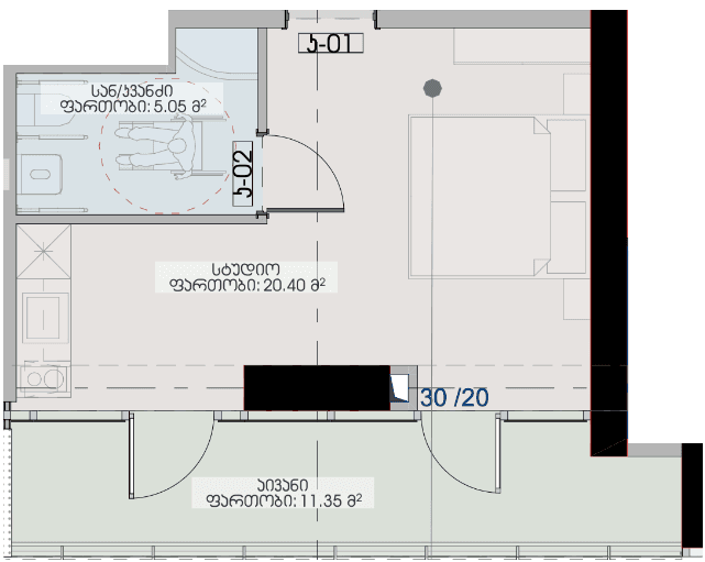 Студия, 36.8 м², 27 этаж в ЖК "Geuz Towers"