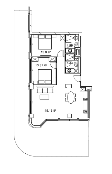 2-bedroom apartment, 158.53 m²,  floor in "Next Collection"