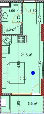 studio, 30.8 m², 25 floor in "OKTO Art House"