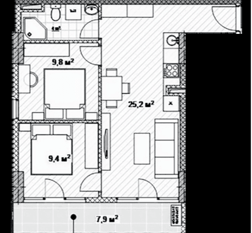 2-комнатная квартира, 56.3 м², 20 этаж в ЖК "Next Apartments"