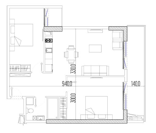 3-bedroom apartment, 72.6 m², 15 floor in "Intourist Residence"