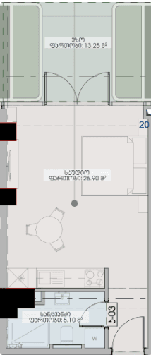 Студия, 45.25 м², 4 этаж в ЖК "Geuz Towers"