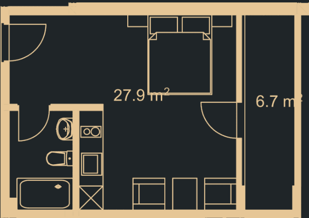 Студия, 34 м², 16 этаж в ЖК "Green Side Gonio"