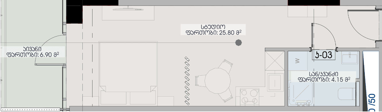 Студия, 36.85 м², 29 этаж в ЖК "Geuz Towers"