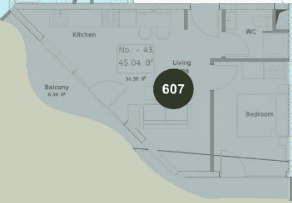 1-комнатная квартира, 44.66 м², 6 этаж в ЖК "Mardi Hills"