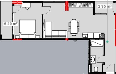 1-bedroom apartment, 57.7 m², 5 floor, Lemon Garden in Batumi