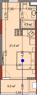 studio, 31.3 m², 25 floor, OKTO Art House in Batumi