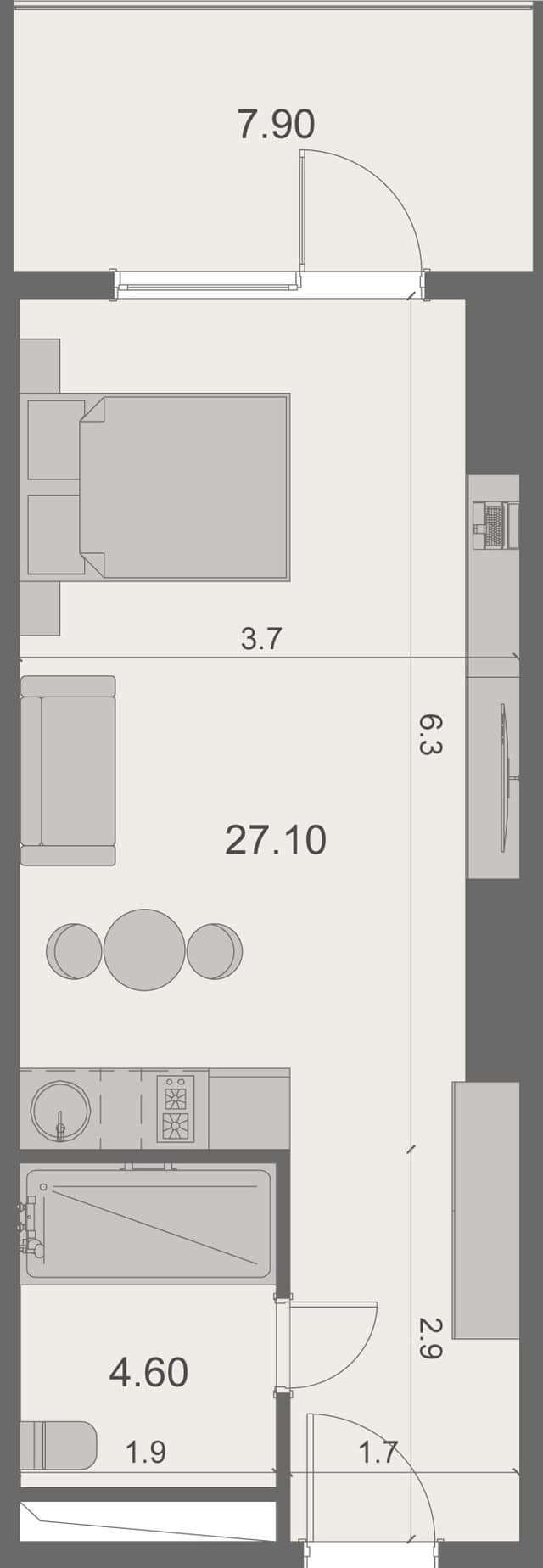 , 39.5 מ״ר, קומה 14 בStay & Rent
