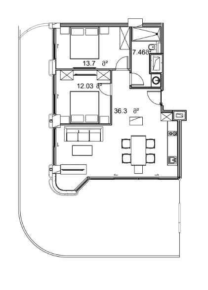 2-bedroom apartment, 134.34 m², 7 floor in "Next Collection"