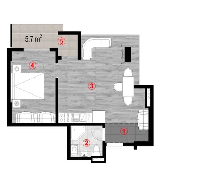 1-bedroom apartment, 49.6 m², 7 floor, Green Cape in Batumi