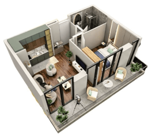 1-bedroom apartment, 47.5 m², 4 floor in "Tekto Rakurs"