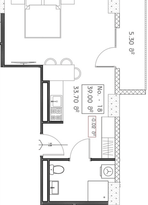 studio, 39 m², 11 floor in "Mardi Aquapark Wellness Resort"