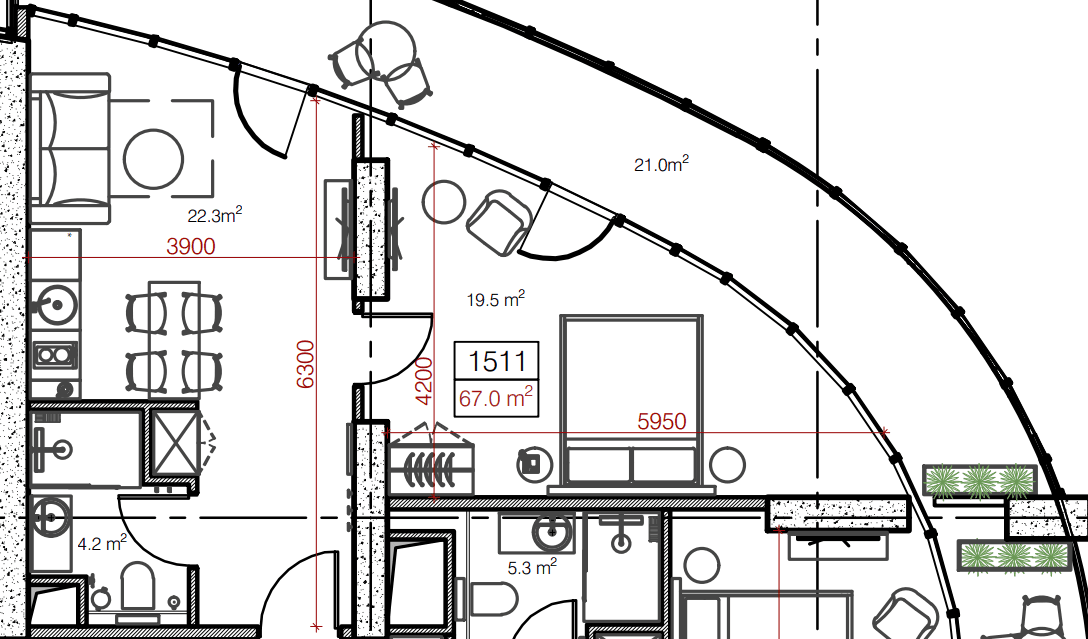 1-комнатная квартира, 67.2 м², 15 этаж в ЖК "Oval"