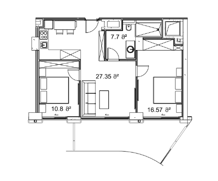 2-комнатная квартира, 78.61 м², 15 этаж в ЖК "Next Collection"