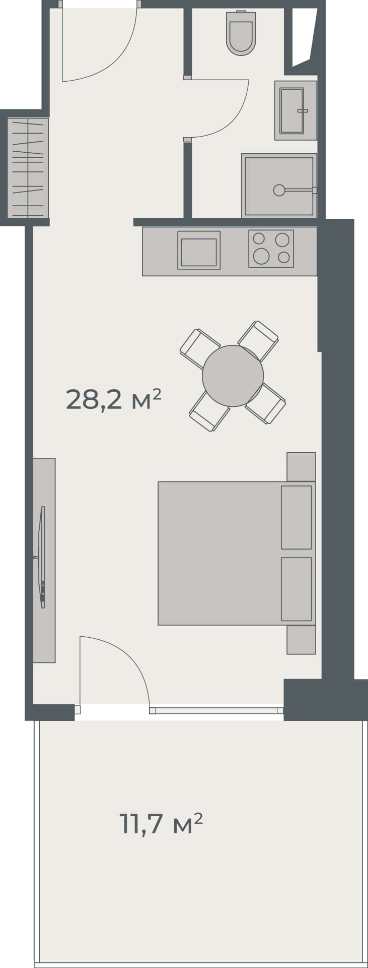 Студия, 39.9 м², 28 этаж в ЖК "One"