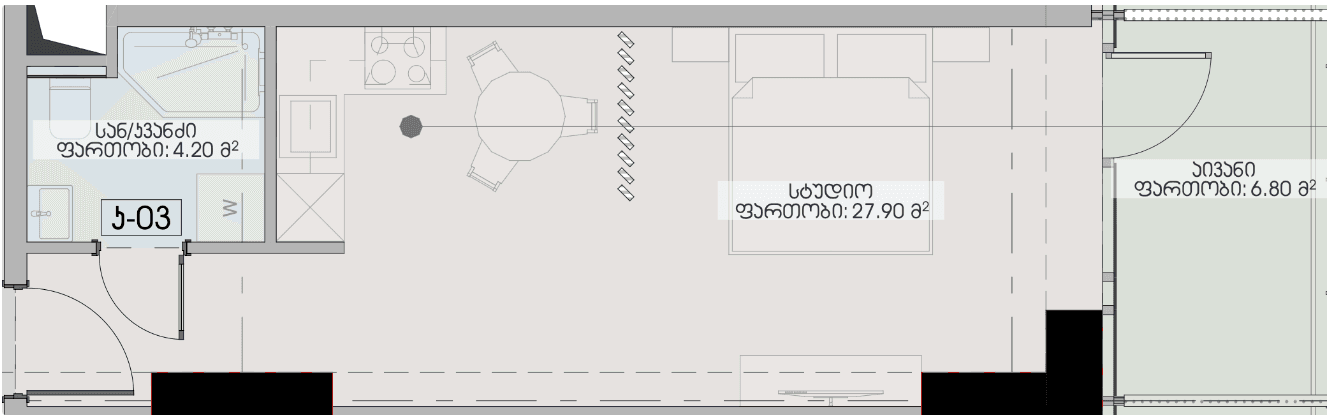Студия, 38.9 м², 27 этаж в ЖК "Geuz Towers"