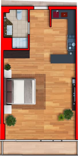 studio, 42.43 m², 9 floor in "Batumi View"