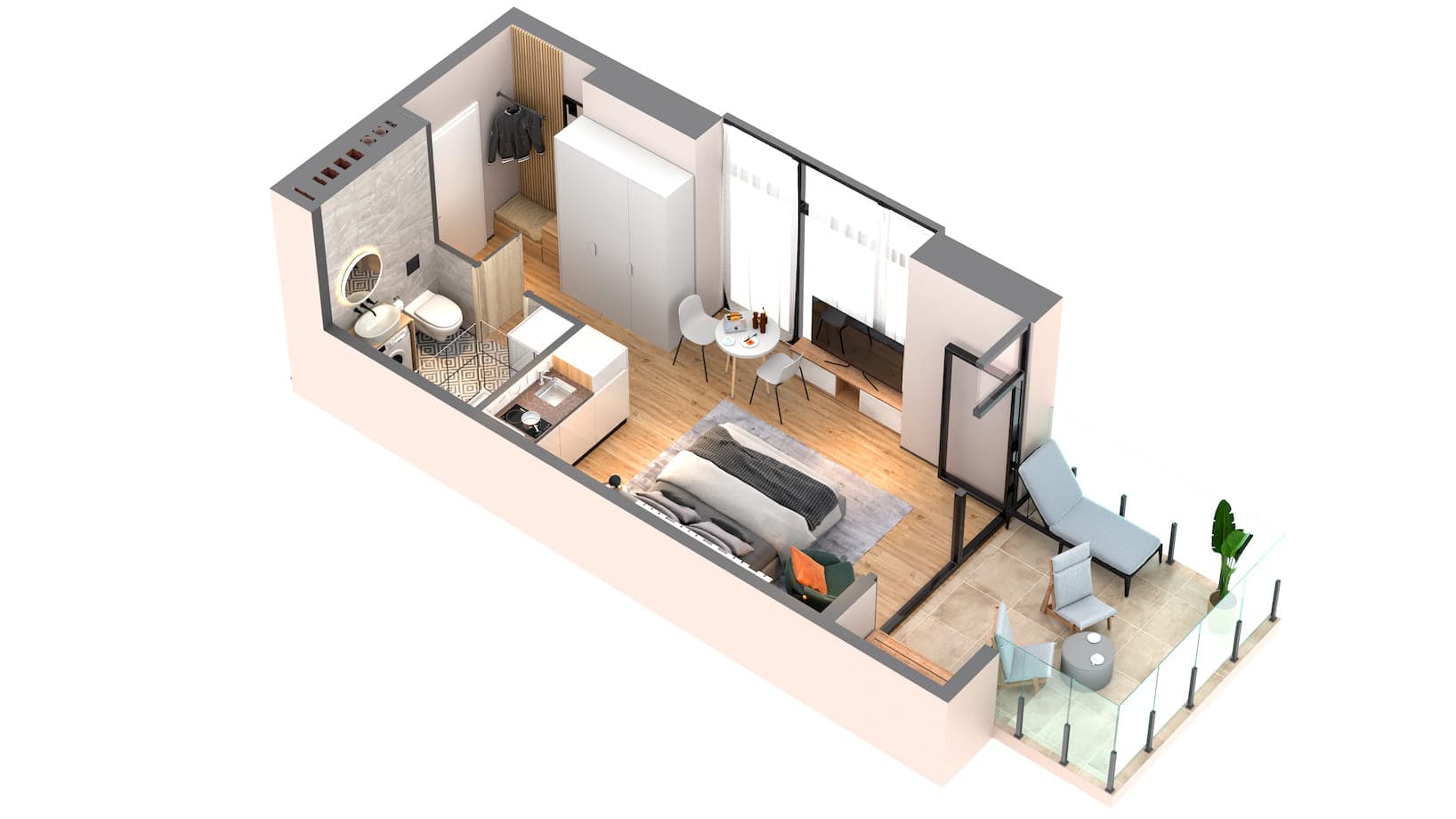 Студия, 39.4 м², 25 этаж в ЖК "One"