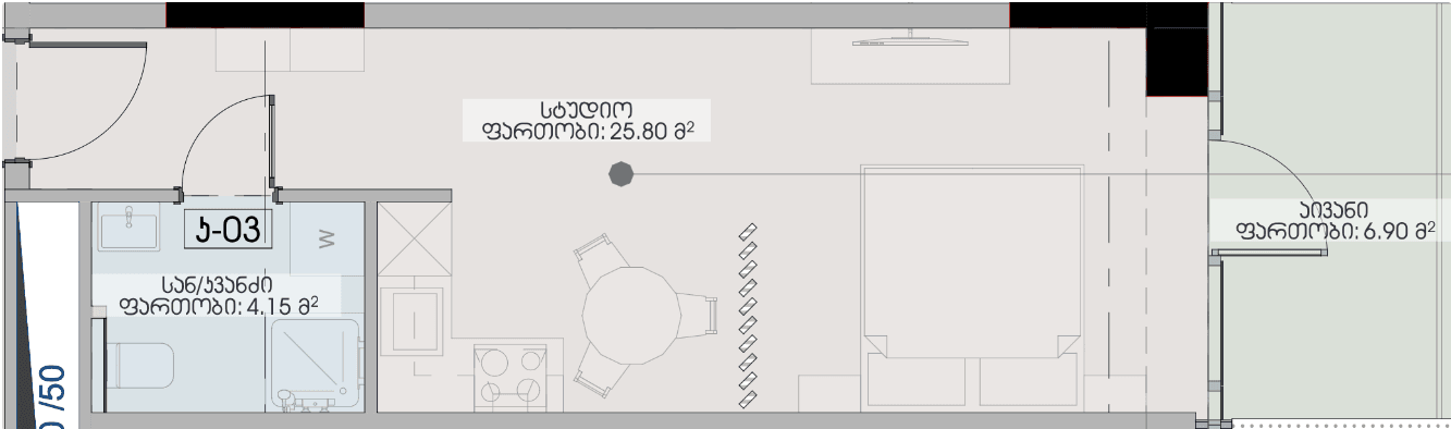 Студия, 36.85 м², 28 этаж в ЖК "Geuz Towers"