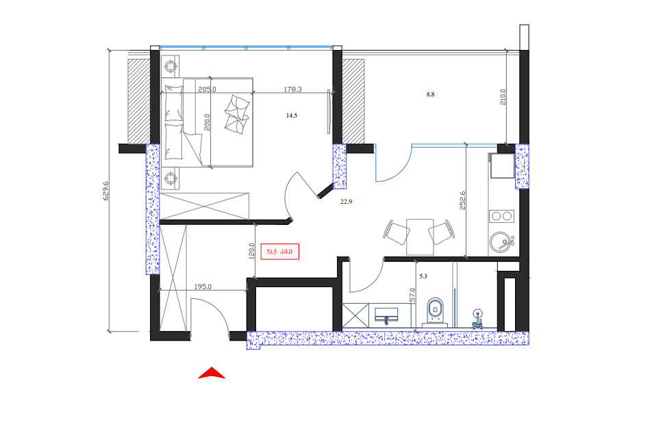 1-комнатная квартира, 51.5 м², 16 этаж в ЖК "Marina Club"