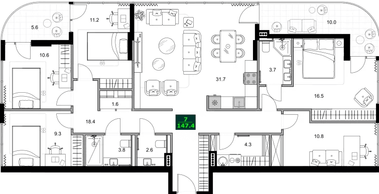 4-bedroom apartment, 147.4 m², 3 floor in "SUMMER 365"