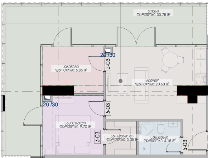 2-комнатная квартира, 78.1 м², 8 этаж в ЖК "Geuz Towers"