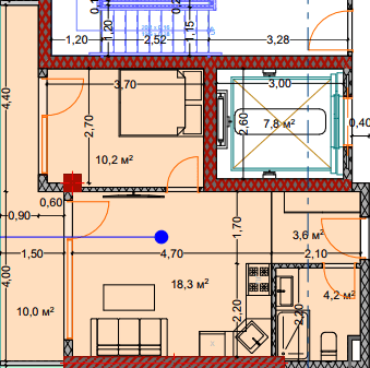 1-bedroom apartment, 48.1 m², 3 floor in "Lagoon Resort"